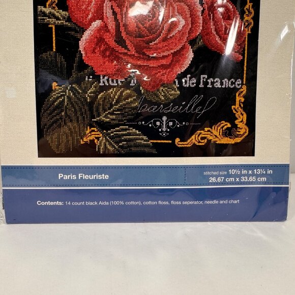 Bucilla Paris Fleuriste Counted Cross Stitch Kit Roses 10.5x13.75 Floral - Picture 3 of 4